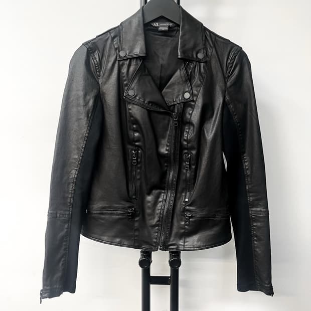 아르마니 익스체이지 PU 라이더 자켓