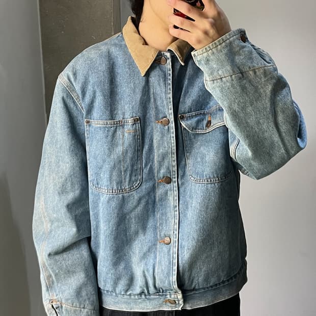 익스체인지 코듀로이 카라 트러커 데님 자켓