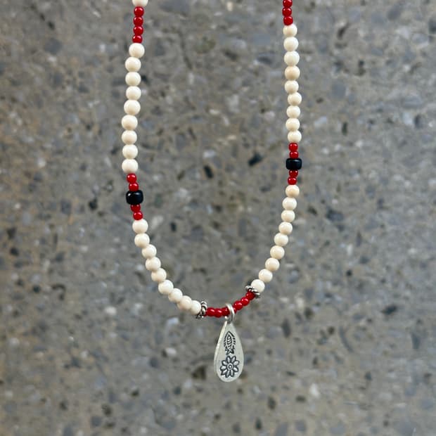 Red Seed Trail 925silver Necklace