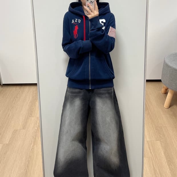 폴로 랄프로렌 빅포니 USA 성조기 네이비 후드집업