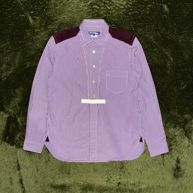[S] 준야 와타나베 11AW 퍼플 깅엄 체크 코듀로이 패치 셔츠