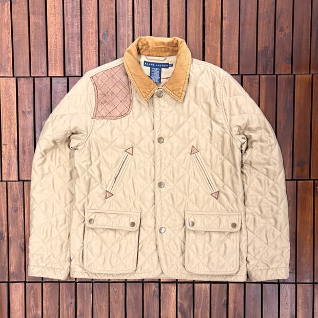 (M) 랄프로렌 폴로 레더 패치 퀼티드 헌팅 자켓