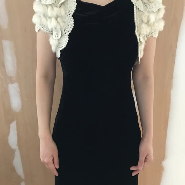 vintage ivory rabbit fur bolero