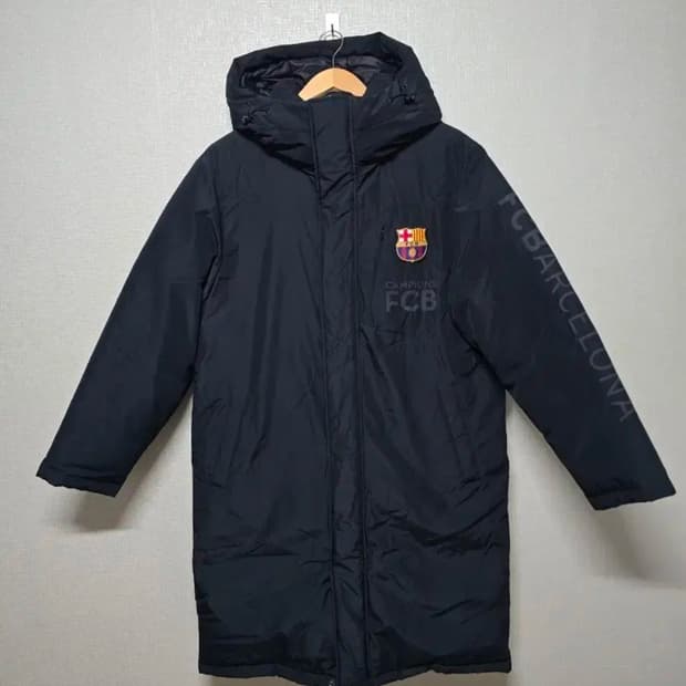 FC 바르셀로나 구스다운  롱패딩 블랙  사이즈 95 오버핏