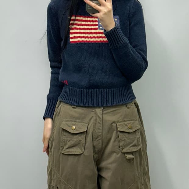 폴로 랄프로렌 성조기 네이비 니트