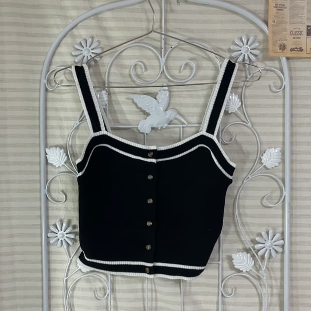 빈티지 블랙 니트 탑 957 y2k 스트릿 갸루 펑키 일본빈티지 fabr