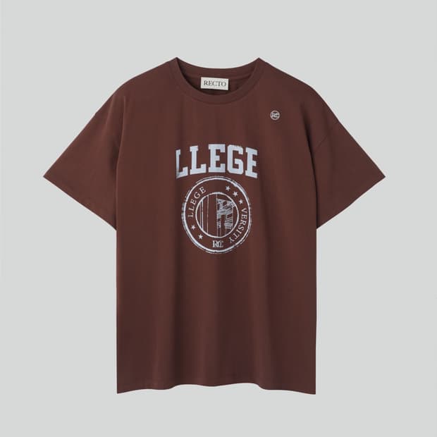렉토 LLEGE 로고 티셔츠 버건디