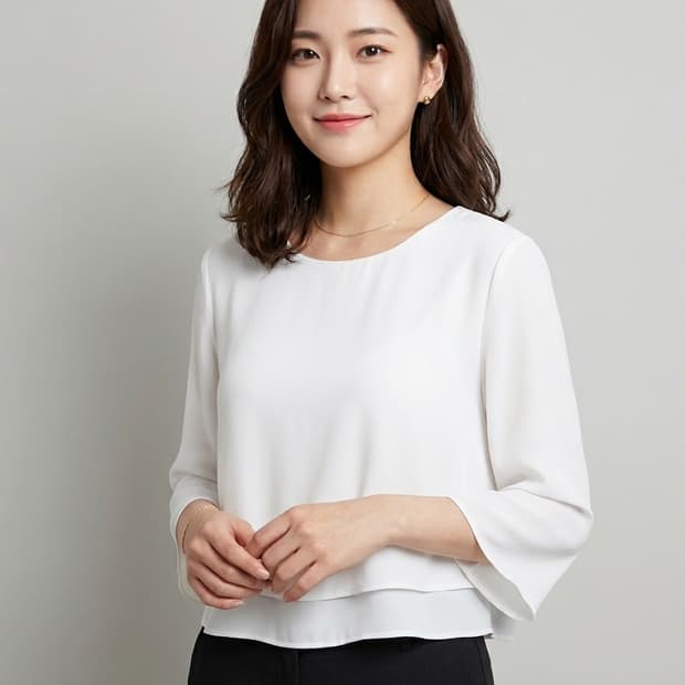 🤍 망고(MNG) 화이트 레이어드 블라우스 | 55(S) | 하객룩·오