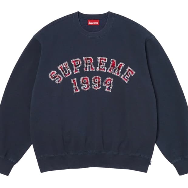 슈프림 플레이드 아크 크루넥 네이비 - 26SS