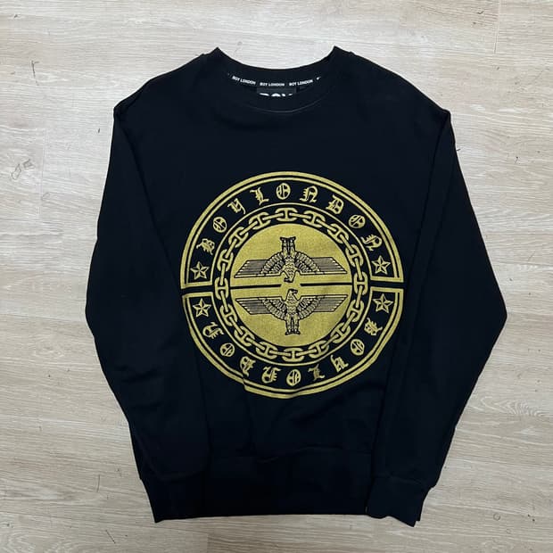 보이런던 골드 서클 빅로고 프린팅 맨투맨 티셔츠 [블랙] S/90