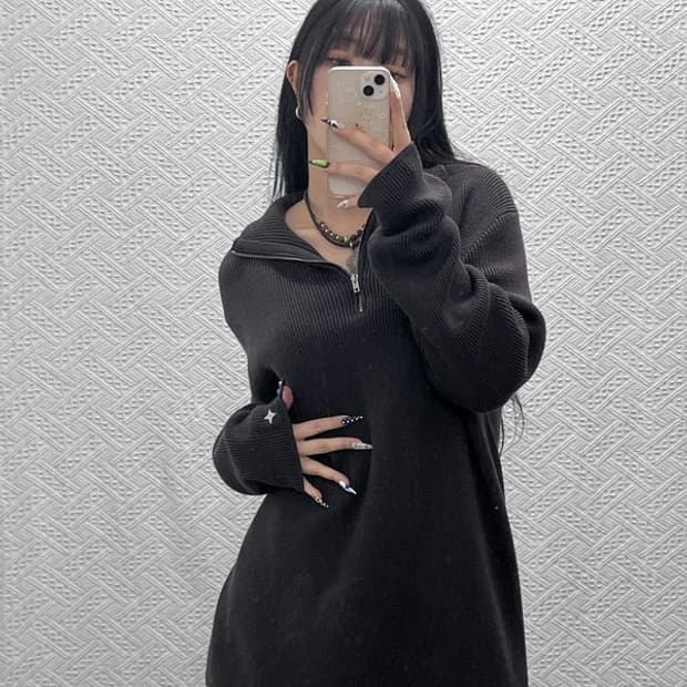 스톤아일랜드 캐주얼 모던시크 반집업 울 니트 XL C08733