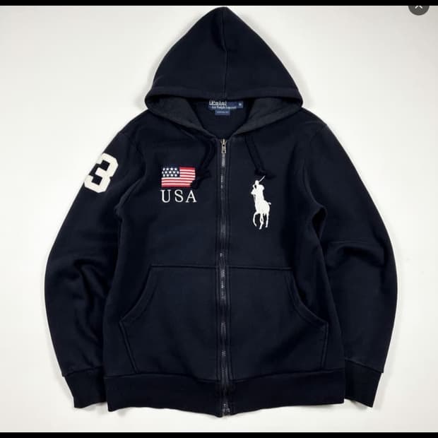 폴로 빅포니 성조기 후드집업