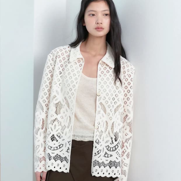 아우로 CROCHET SUEDE JACKET [ CREAM ]