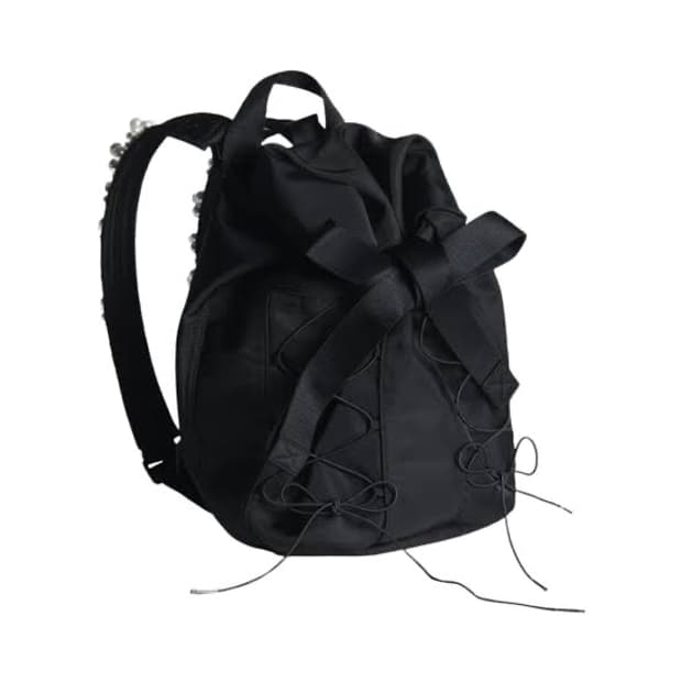시몬 로샤 비디드 레이스업 밀리터리 백팩 블랙 펄