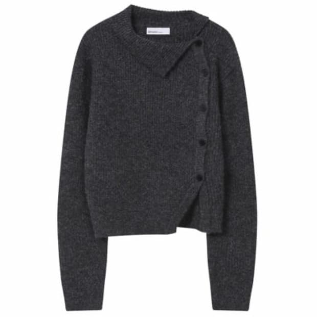 미세키서울 슬라이드 버튼 니트 차콜