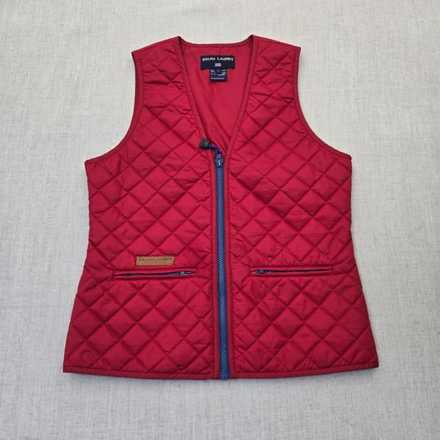 랄프로렌 여성 퀼팅 조끼 레드