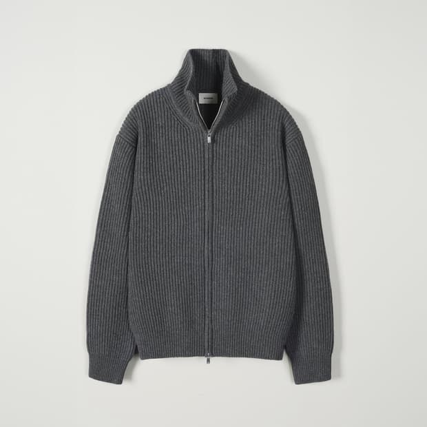 INTHEROW roy full zip up knit parka grey