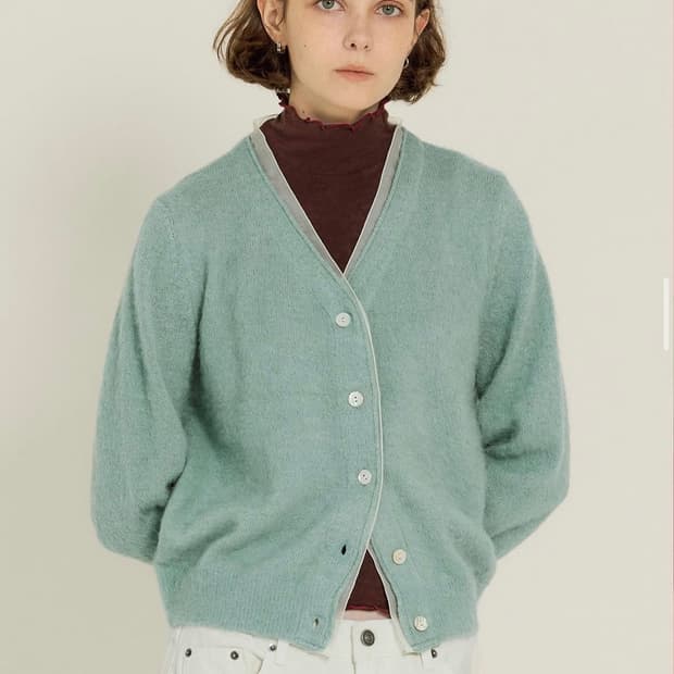 시엔느 로샤 오간자 알파카 가디건 그린