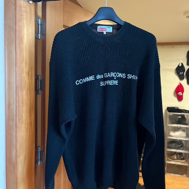 (L) 슈프림 꼼데가르송 니트 블랙