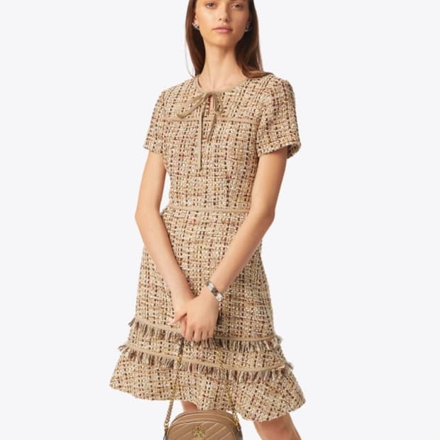 토리버치 Tory Burch 트위드 프린지 원피스 4사이즈