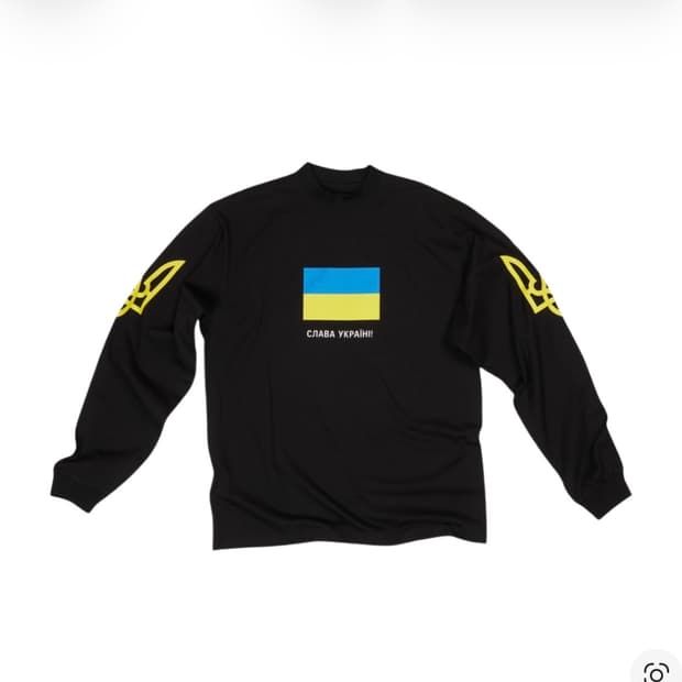 발렌시아가 서포트 우크라이나 롱슬리브 티셔츠 블랙