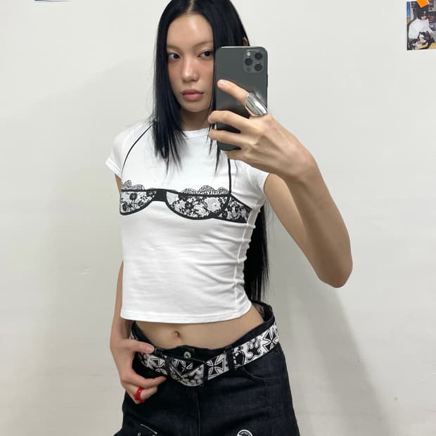 Bra top sexy white t-shirt 