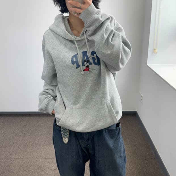Gap 갭 디즈니 네이비 로고 그레이 후드티
