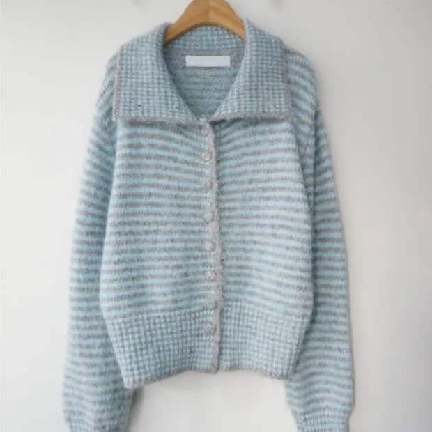 모래하우스 퍼피 빈버튼 가디건 블루