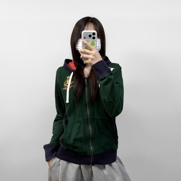 폴로 랄프로렌 블리커 폴 자수 후드집업 그린