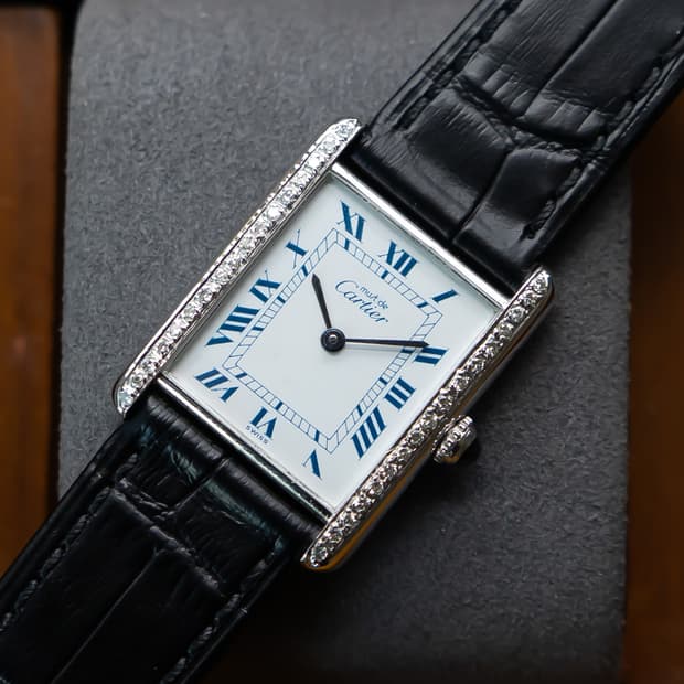 까르띠에 머스트 탱크 다이아 LM 쿼츠 빈티지 시계