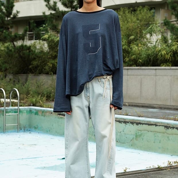 오픈와이와이 커브드 진스 라이트 블루 S 사이즈