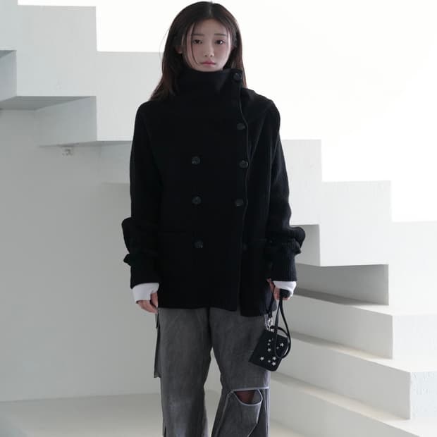 인앤양인하모니 더블 버튼 가디건 블랙