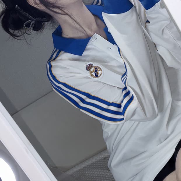 [새상품] 아디다스 레알마드리드 긴팔 폴로 셔츠 블루 화이트 m