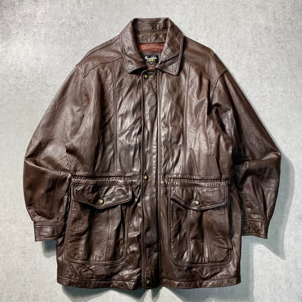[XL] 90s Vintage 빈티지 브라운 양가죽 레더 코트