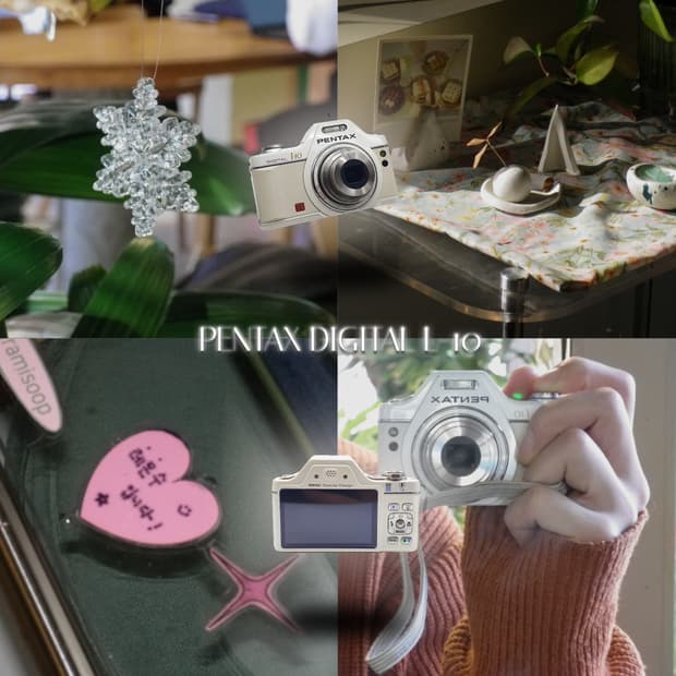 작례⭕️ 펜탁스 디지털 I-10 아이보리 화이트☁️ 빈티지 디카