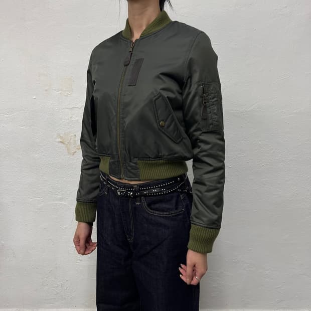 SLY Japan 올리브 덤블 리버시블 쇼트 플라이트 MA-1 자켓