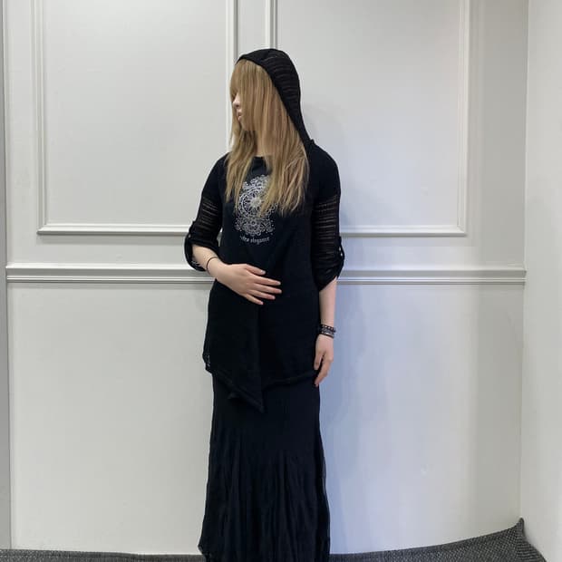 [Cecil Mcbee]Mesh 1/2 Hoodie Cardigan
