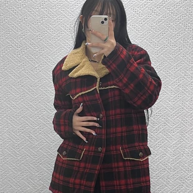 리바이스 빈티지 양털카라 홀리데이 타탄체크 자켓 L C07736