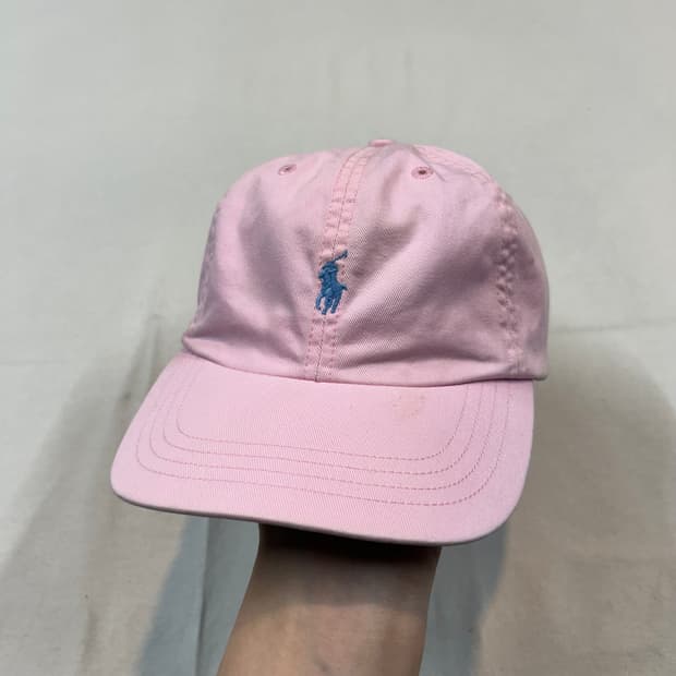폴로 랄프로렌 핑크 볼캡 모자 가죽스트랩 정품
