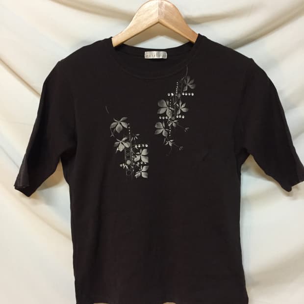 꽃큐빅 5부반팔