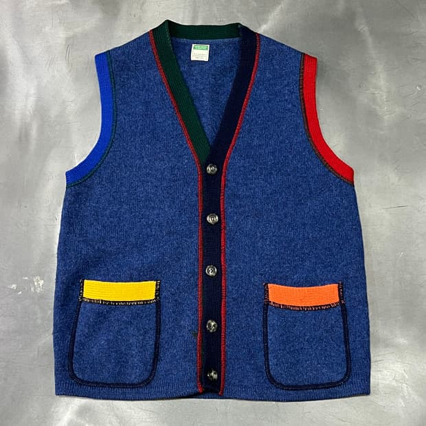  베네통 배색 울 니트 베스트 y14786