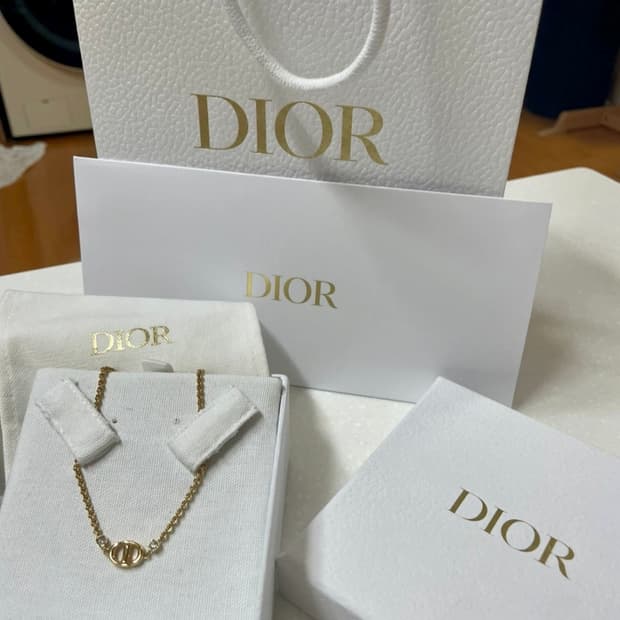 {정품,풀박} Dior 디올 CD Navy 화이트 크리스탈 골드 목걸이