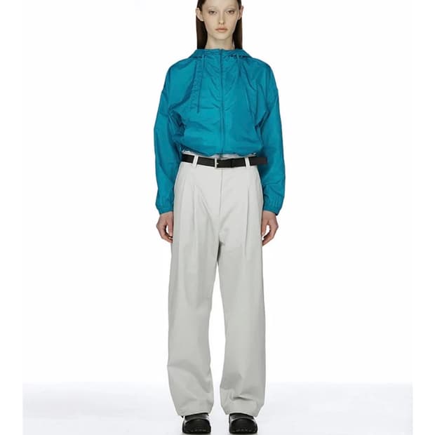 버뮬라 glossy hoodie anorak (blue green)