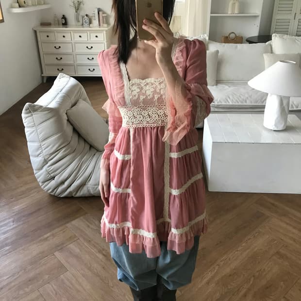 vintage pink lace one-piece