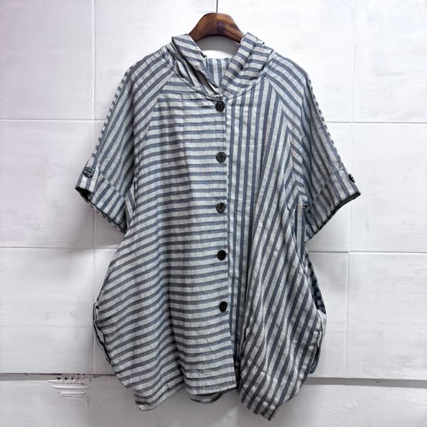 스트라이프 벌룬 하구미 모리걸 반팔 자켓 JPN