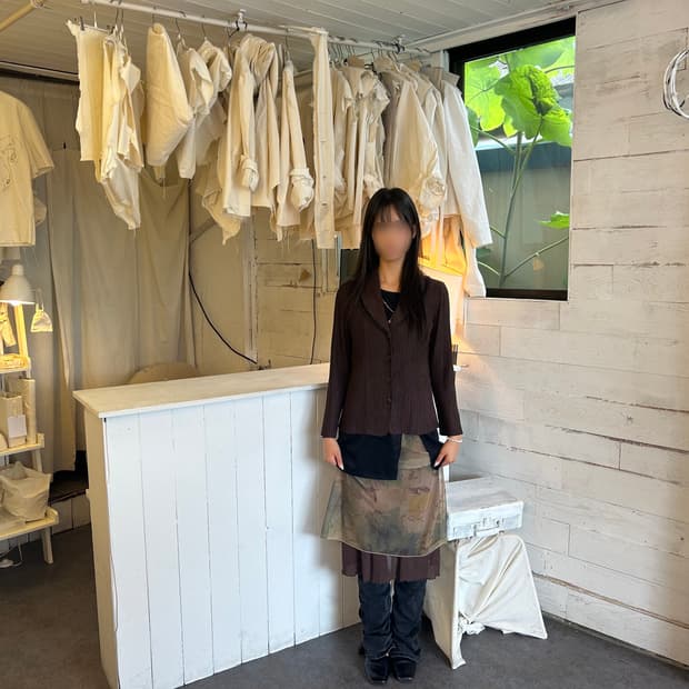 Vintage 브라운 플리츠 자켓