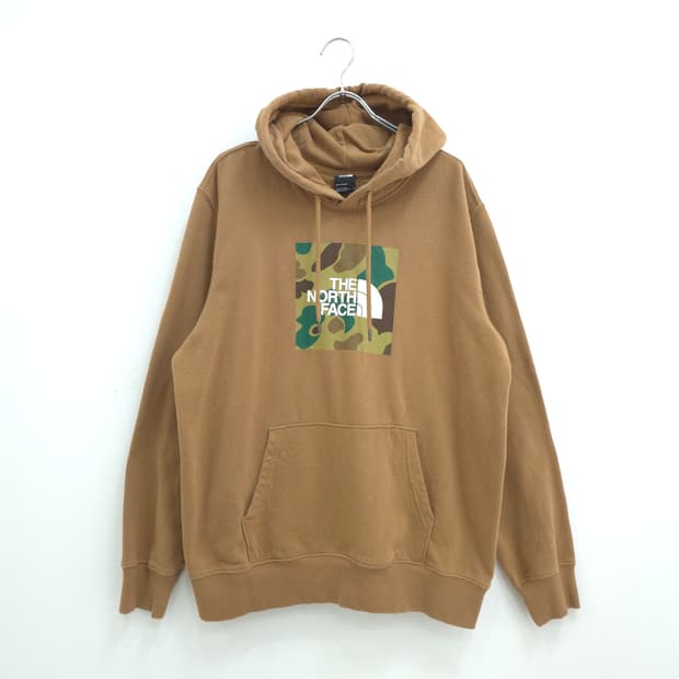 노스페이스 카모 로고 기모 후드티