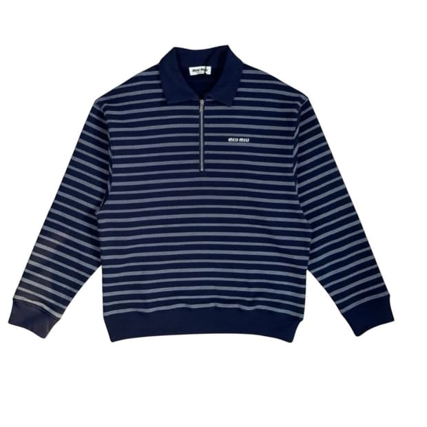 미우미우 스트라이프 폴로 셔츠 