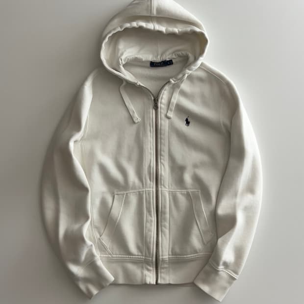 폴로 랄프로렌 화이트 후드 집업 S