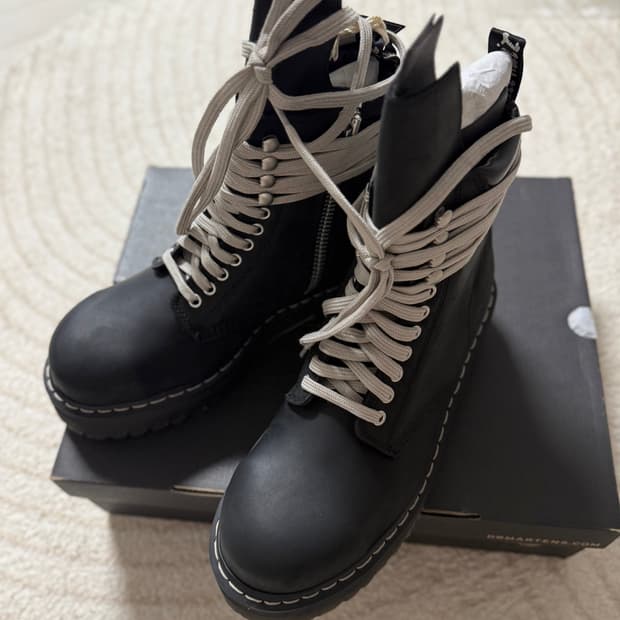 닥터마틴 x 릭 오웬스 쿼드 솔 스틸 토 부츠 43 (280)